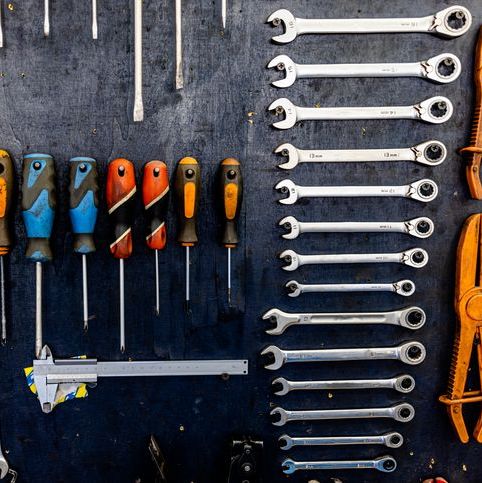 Mechanic's tools:screwdrivers,wrenches,casings,etc