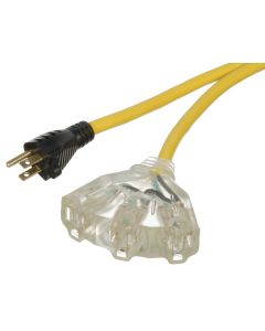 Rallonge extérieur jaune illuminée 3 prises -15M - 12/3