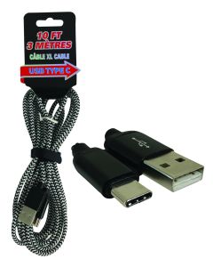 Grand fil USB/USB Type C pour téléphone (3m)