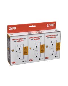 Prise DDFT inviolable à test automatique 15A blanc (paquet de 3)