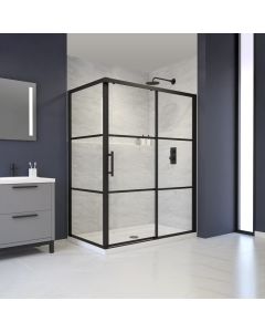 Porte de douche 48"X78" noir - 3 panneaux - pour base 26300910