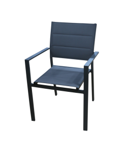 Chaise noire coussinée empilable en aluminium