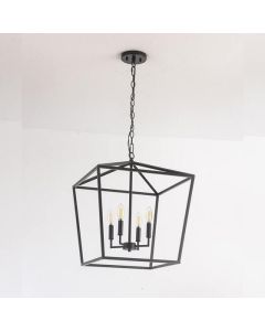 Luminaire suspendu pendentif en métal noir mat à 4 lumières
