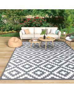 Waterproof Outdoor Rug 6' x 9' - Grey White
