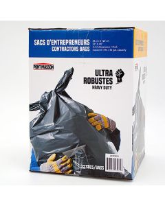 Sac à déchets contracteur, 33"x48", 3 mil, 32 par boite
