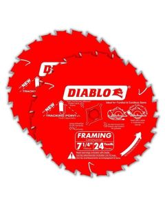 Lame de Scie Circulaire 7 1/4" Diablo Demolition 24 Dents, 2 par paquet