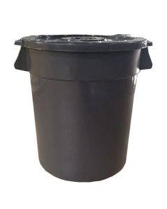 80L Garbage Can with Lid - Black
