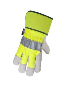 High-Visibility Winter Work Gloves with Cowhide Leather L