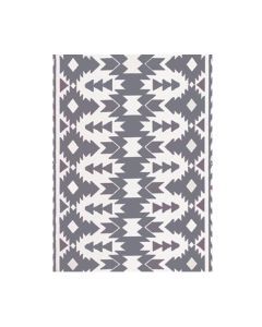 Tapis extérieur en plastique Boho, gris et blanc, 5' x 7'