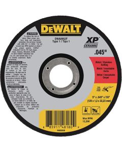 Type-1 Ceramic Abrasive Metal Cut-Off Wheel - 5" x 3/64" - 7/8-in Arbor