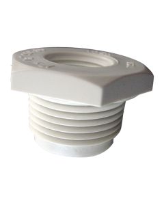 SCH40 PVC threaded bushing, male x female. 1 1/4" x 1" White.