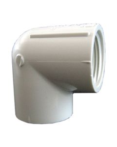 Coude 90DG en PVC fileté, SCH40 Femelle x femelle. 3/4"