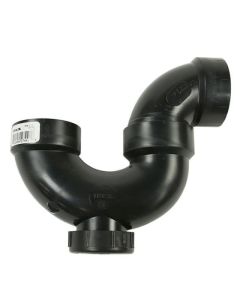 Siphon en « p » avec bouchon de dégorgement en ABS DWV, 1-1/2", femelle, noir