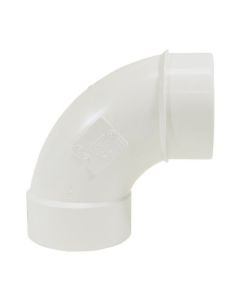 Coude 90° en PVC/BNQ, 4", mâle x femelle, blanc