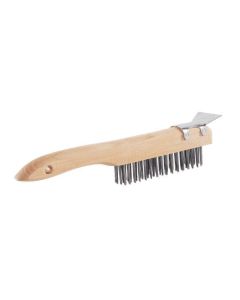 Brosse d'acier avec grattoir, 4 X 16 rangées