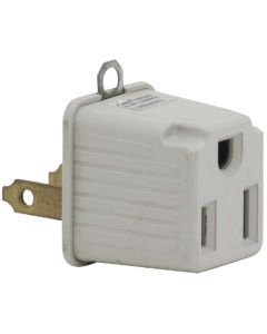 Adaptateur fiche 3 branches/prise 2 fentes, blanc