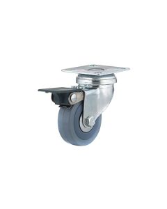 Caster Swivel/Brake 2" Grey Thermoplastic Rubber