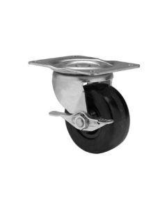 Roulette pivotante/frein 2" caoutchouc noir