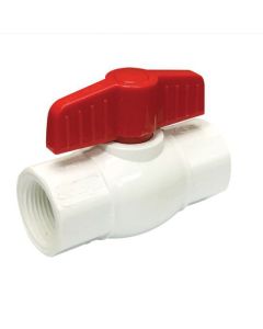 PVC straight ball valve, 1" Treaded ends SCH40