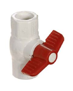 Valve à bille en PVC, 1 1/4", blanc