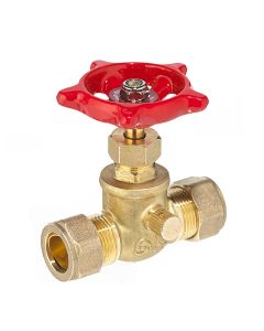 Robinet d'arrêt droit, 1/2", laiton, Compression