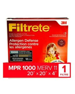 Filtre pour fournaise en fibre de verre, 20" x 20" x 4", rouge