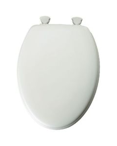 Elongated Enameled Wood Toilet Seat - White - 14.19" x 17.31"