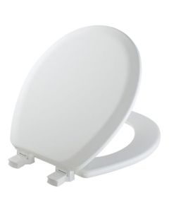 Siège de toilette rond en bois émaillé Cameron, blanc, 14,38" x 15,44"