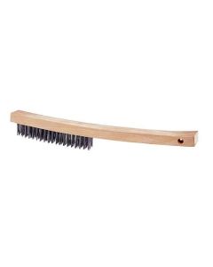 Brosse acier 4 rangée manche en bois long 03252