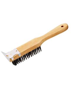 Brush with Scraper Head - Short Handle - Wood/Steel