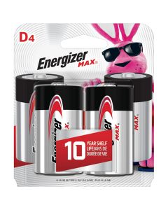 Piles alcalines D Max Energizer, paquet de 4