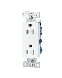 Prise double sécuritaire, 15 A, 125 V, thermoplastique, blanc