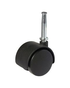 Caster Dual-Wheel 1-9/16" Wood Stem Black