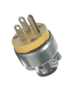 Fiche bipolaire. 15 A. 125 V. 2 pôles, 3 fils. Jaune