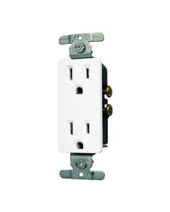 Prise duplex, 15 A, 125 V, métal/plastique, blanc