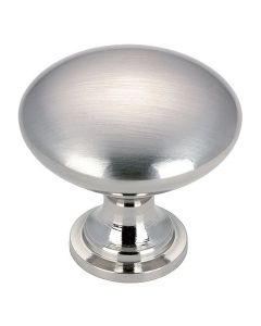 Bouton contemporain en métal rond nickel brossé