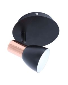 Luminaire Riviera, noir et cuivre, 1 lumière, 6" x 6"