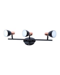 Luminaire sur rail Riviera, noir et cuivre, 3 lumières, 62 x 17 cm