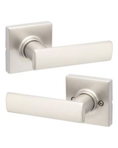Breton Square Rose Passage Levers - Satin Nickel