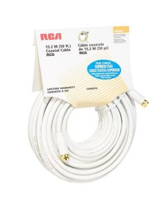 Câble coaxial RG6, 50', blanc
