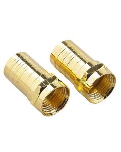 Connecteur F vissable pour câble coaxial, doré, 2/pqt