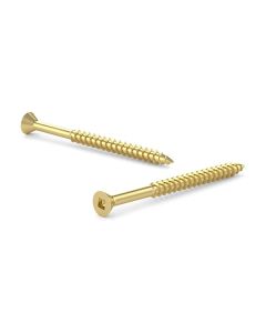 Solid Brass Wood Screw, Flat Head, Square Drive, Regular Thread #6x1" (8)