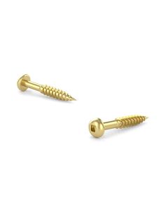 Solid Brass Wood screw, Pan head, Square Drive, Coarse Thread  #8x1" (6)