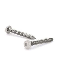 Metal Screw, White Pan Head, Square, Self-Tapping, Type A #8x2" (6)