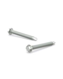 Zinc Plated Metal Screw, Hex Head w/ Washer, Self-Tapping,  #14x2" (4)