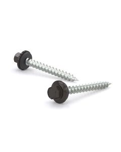 Dark Brown Metal Screw, Hex Head w/ Steel & Neoprene Washer  #9x2" (100)