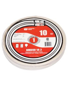 Fil électrique , 14/2 NMD90, 15 A, blanc, 10 m