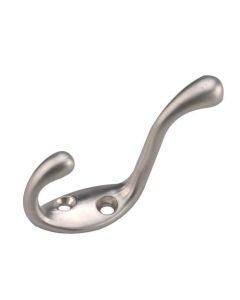 Crochet à vêtements robuste, nickel brossé, 3 1/2"