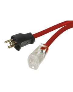 Red Outdoor Cord Lighted Single Outlet - 30M  - 14/3