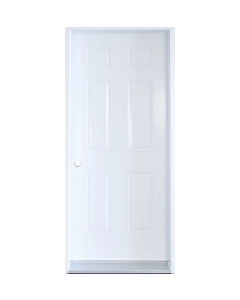 Porte d'acier 6 panneaux(B01) 32" - Droite - Blanche